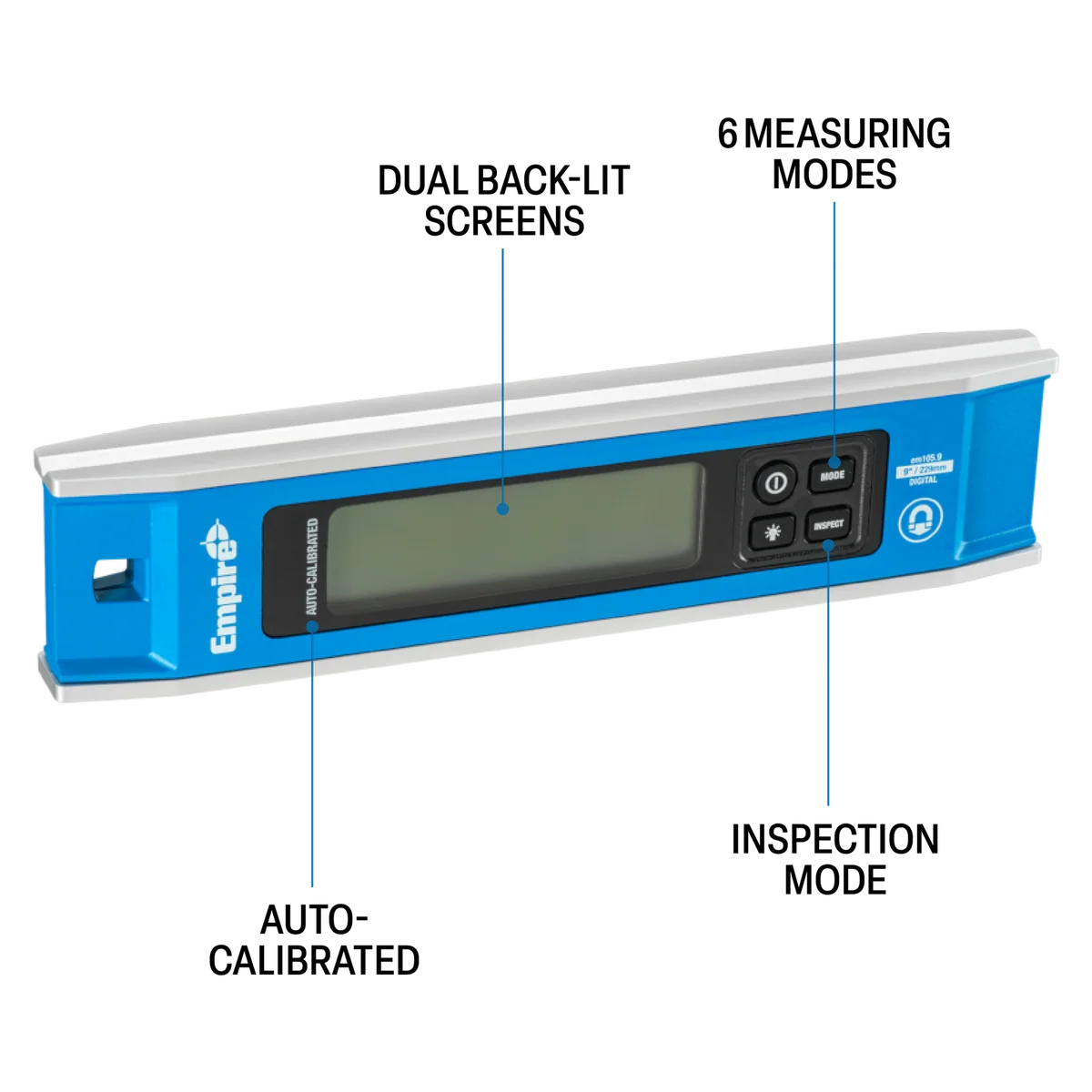 Empire 225mm Magnetic Digital Torpedo Level - Auto Calibration - 6 Modes - Image 2