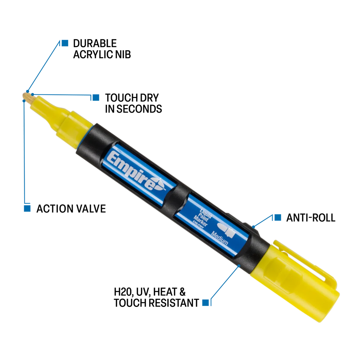 Empire Yellow Liquid Paint Marker - 21mm x 147mm - Fast-Drying Ink - Durable Nib - Image 2