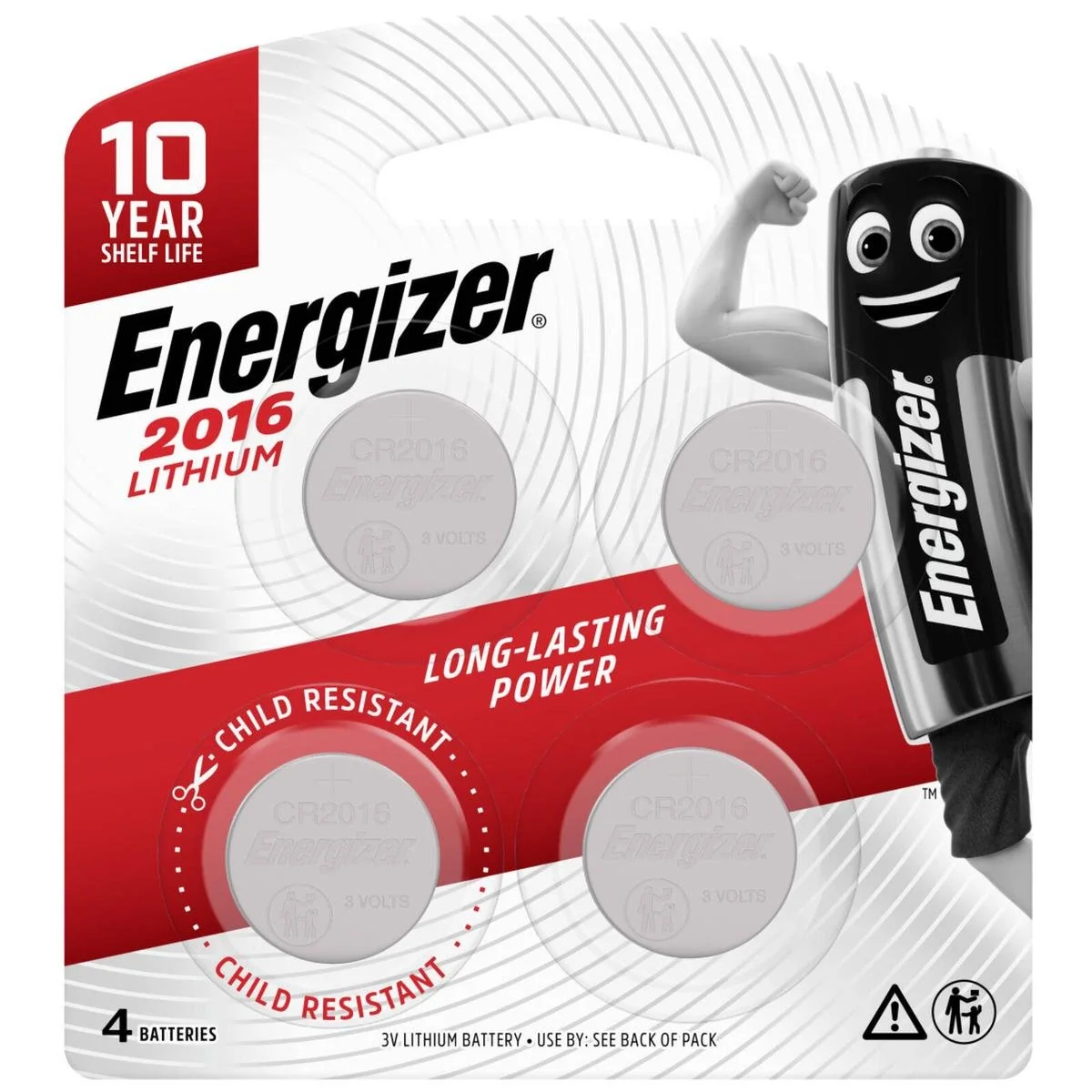 Energizer 2016 Lithium Coin Battery 4 Pack - CR2016 - 4 Count - Long-Lasting Power