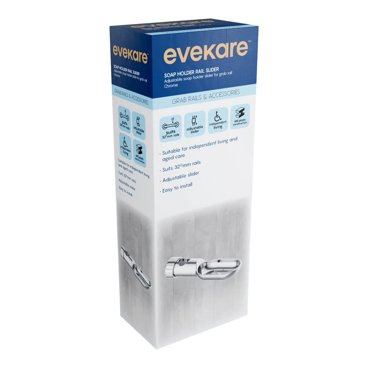 Evekare 32mm Chrome Soap Holder - Adjustable - Easy Install - ABS Construction - Image 5