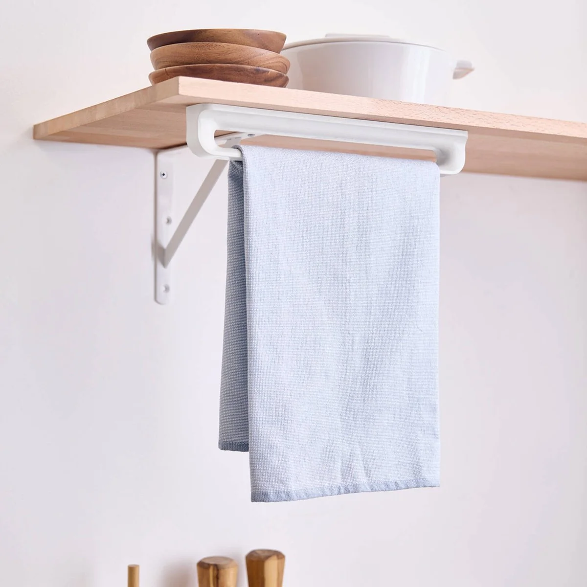 EzyStorage Kitchen Tea Towel Holder - 350mm - Matte White - Easy Installation - Image 4
