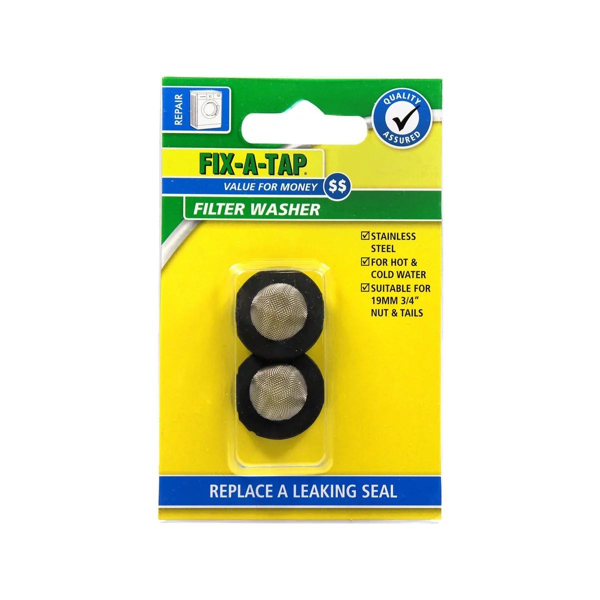 Fix a Tap Washing Machine Filter Washer 2 Pack - 19mm - Black - Image 2