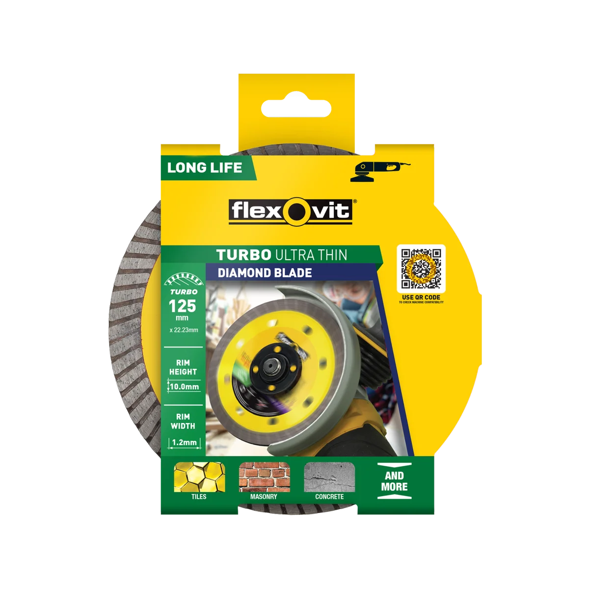 Flexovit Ultra Thin Turbo Diamond Blade 125mm x 22mm - Fast Clean Cuts