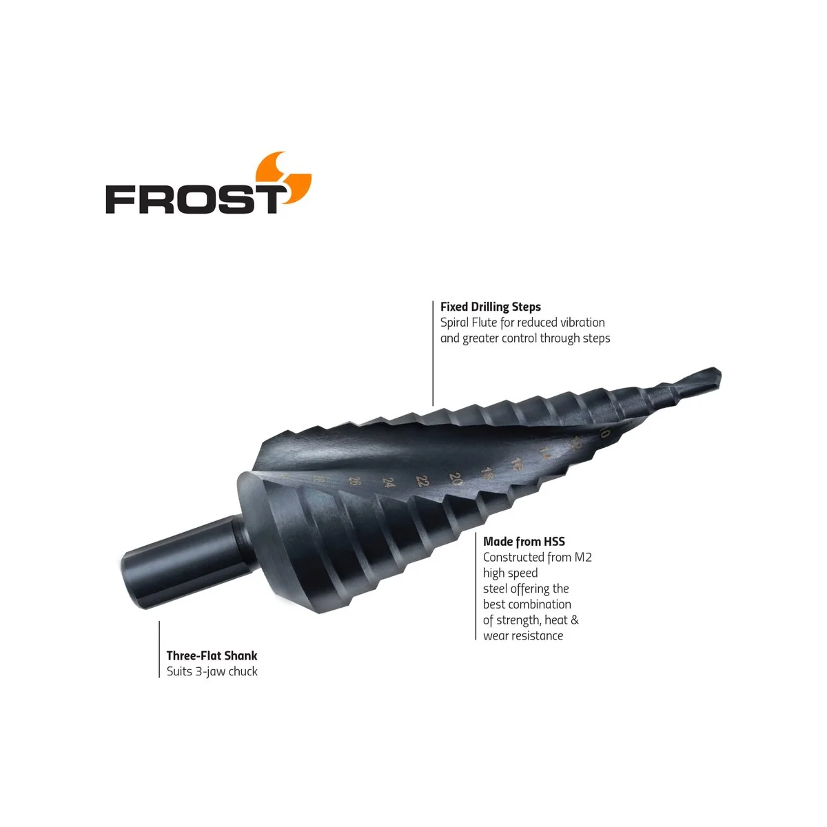 Frost 4 HSS Step Drill 20mm - High-Speed Steel - Precision Drilling - Image 2
