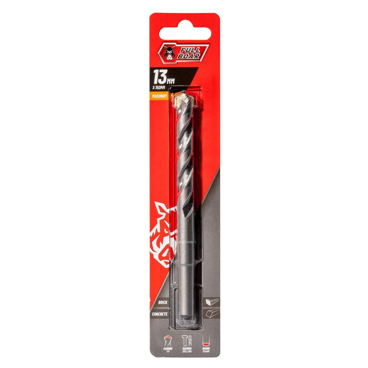 Full Boar 13mm TCT Masonry Drill Bit - Tungsten Carbide - Durable
