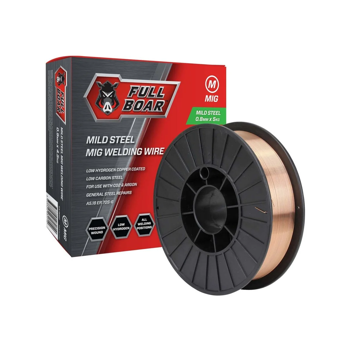 Full Boar Mild Steel MIG Wire - 0.8mm x 5.0kg - Low Hydrogen, Smooth Welds - Image 2