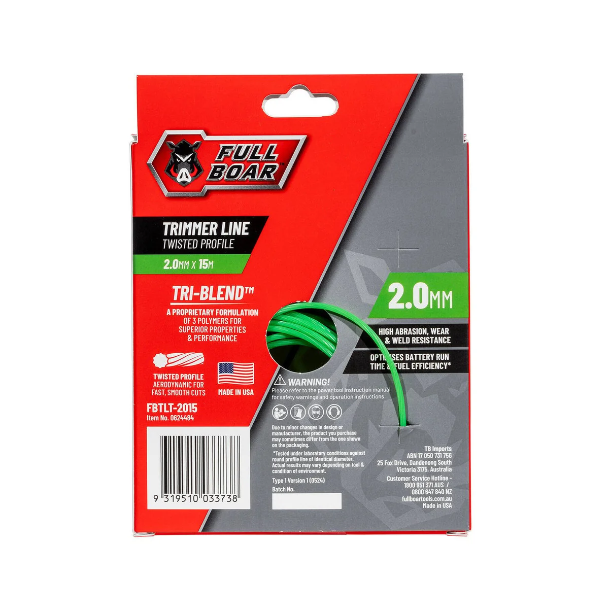 Full Boar Trimmer Line - 2.0mm x 15m - Twisted Profile - Durable & Efficient - Image 2