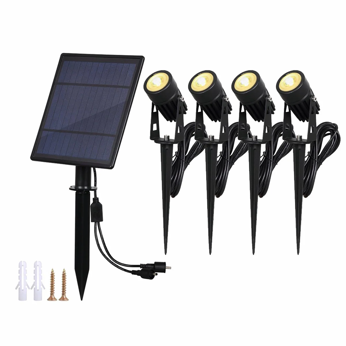 Gardenglo Solar Powered 4 x LED Spotlights 400lm 430mm Black