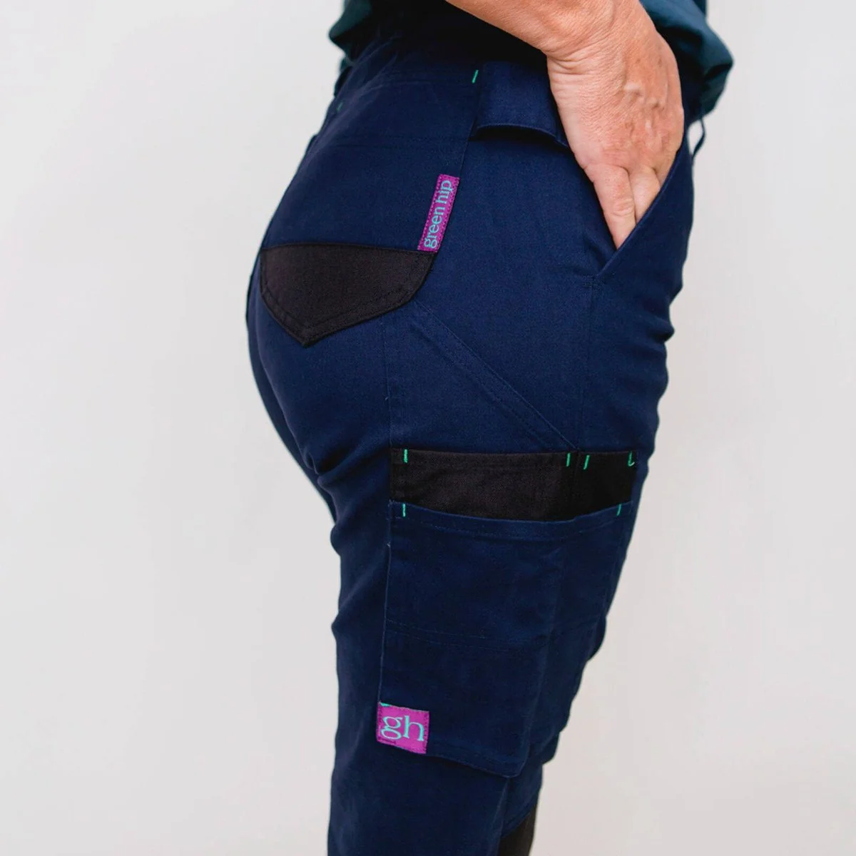 Green Hip Skinny Flex Pants - Size 22 - Navy Blue - High Rise - Utility Pockets - Image 3