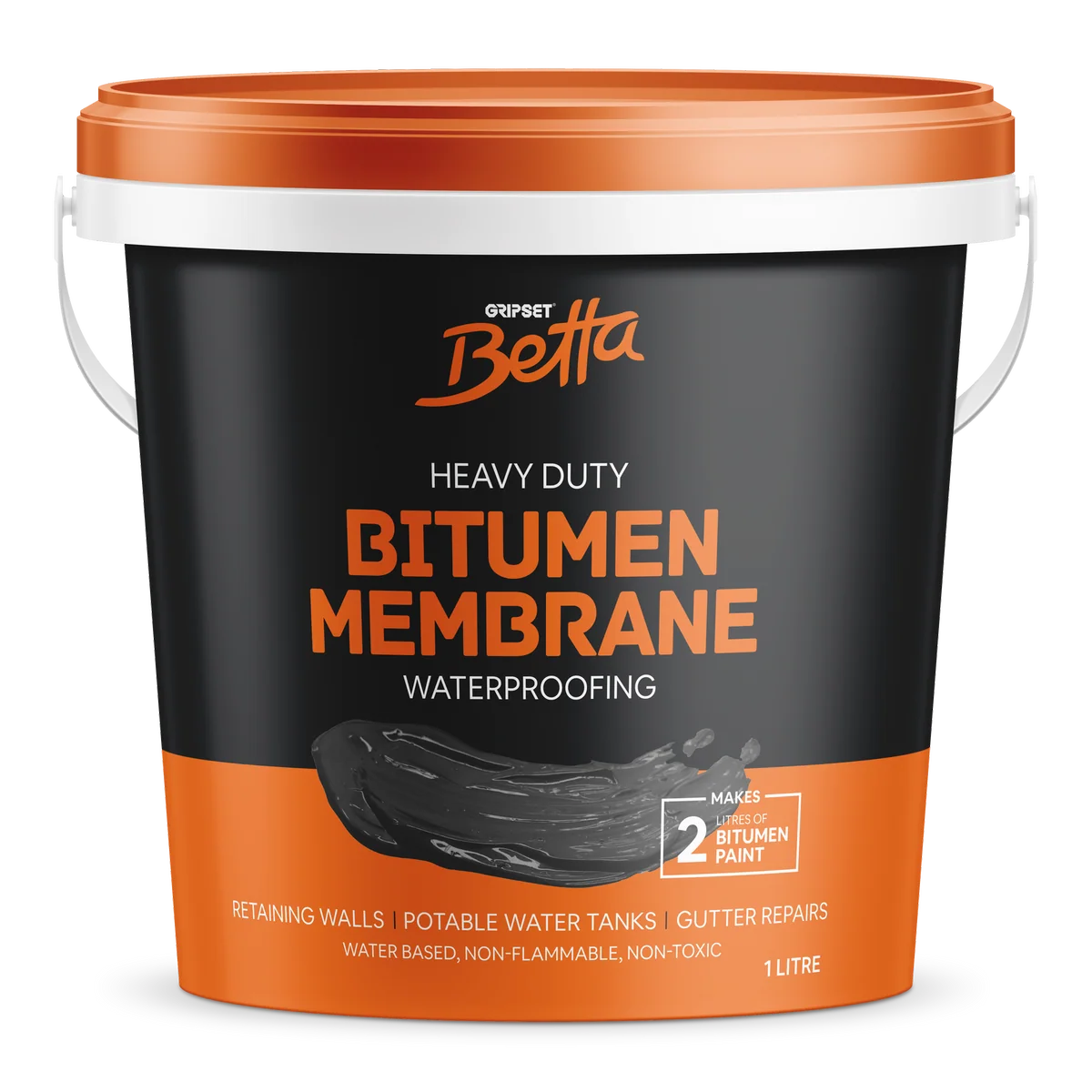 Gripset Betta Waterproofing Membrane 1L Bitumen Rubber Versatile