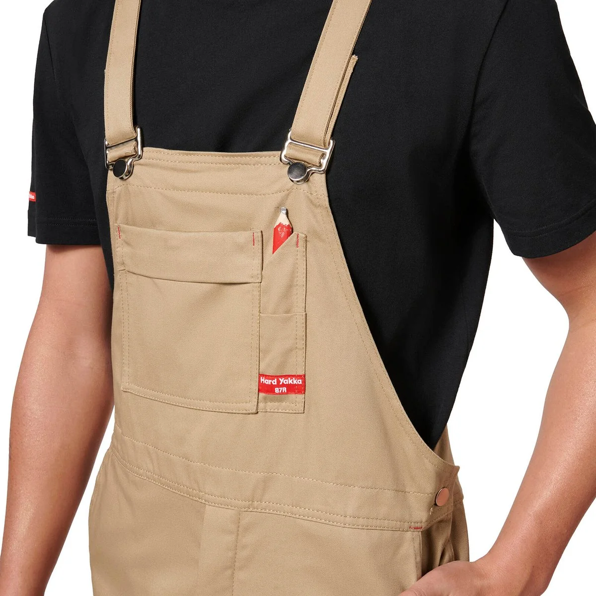 Hard Yakka Khaki Bib Brace Overalls Size 92 - Durable Workwear - 100% Cotton - Image 5