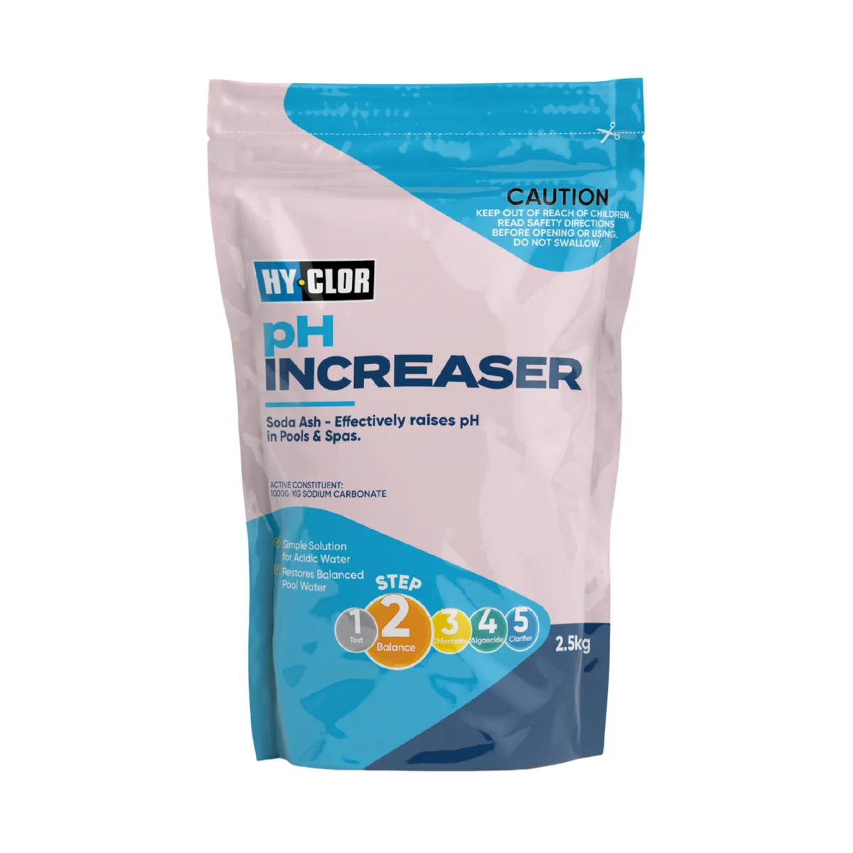 Hy-Clor pH Increaser - 2.5kg Soft Pack - Sodium Carbonate - Pool Use