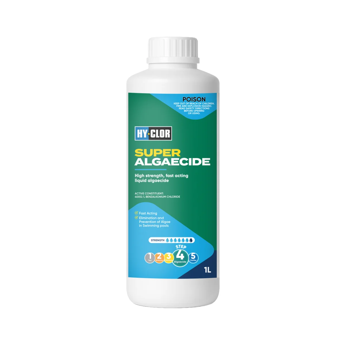 Hy Clor Super Algaecide 1L Liquid Concentrate Fast Acting Solution