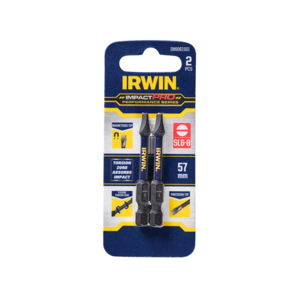 Irwin Impact Bits - 57mm - Magnetised - High Torque Performance - 2 Pack