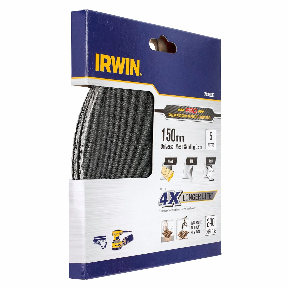 Irwin Orbital Sanding Disc - 150mm - Silicon Carbide - 240 Grit - Image 2