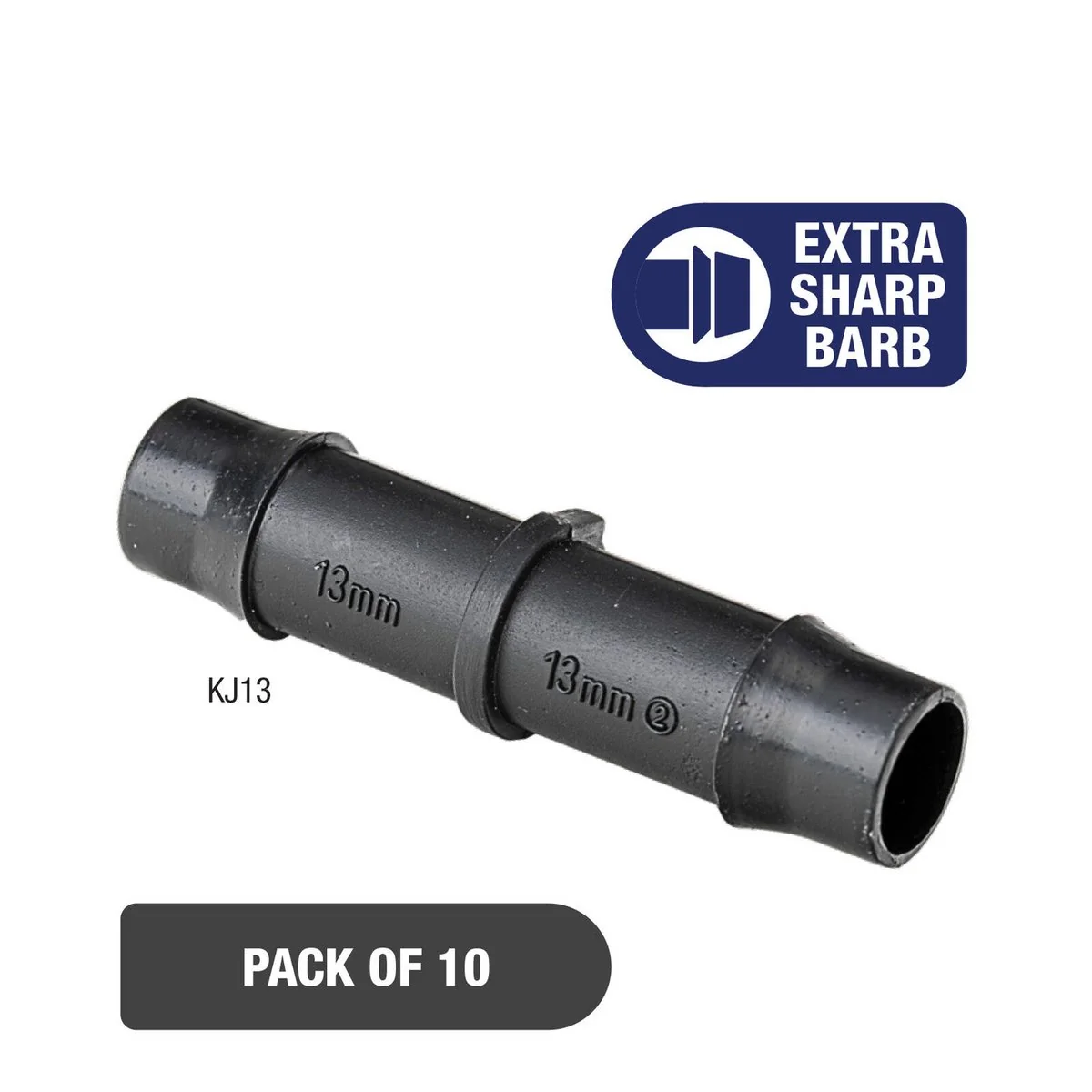 K Rain 13mm Barbed Joiner 10 Pack - Polypropylene - Black - Irrigation - Image 3