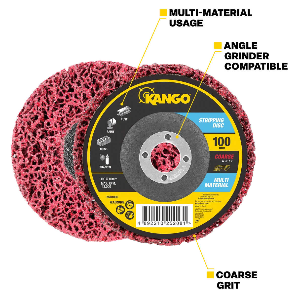 Kango 100mm Coarse Grit Stripping Disc - Rust & Paint Removal Tool - Image 2