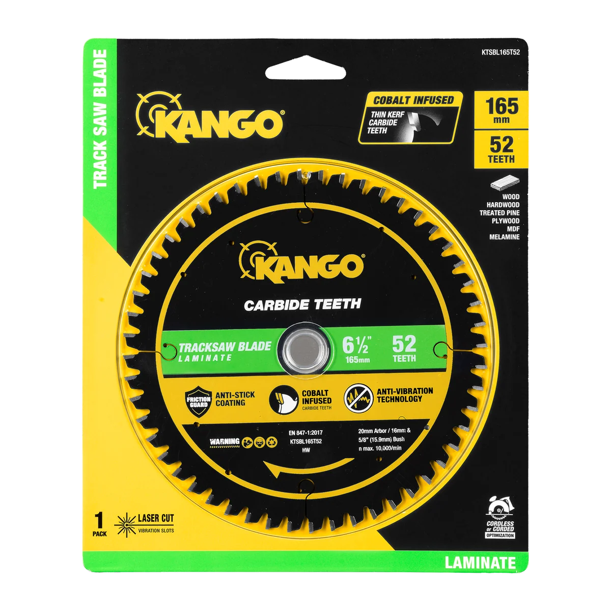 Kango 165mm 52T Laminate Track Saw Blade - Precision Cutting - Durable - Image 3