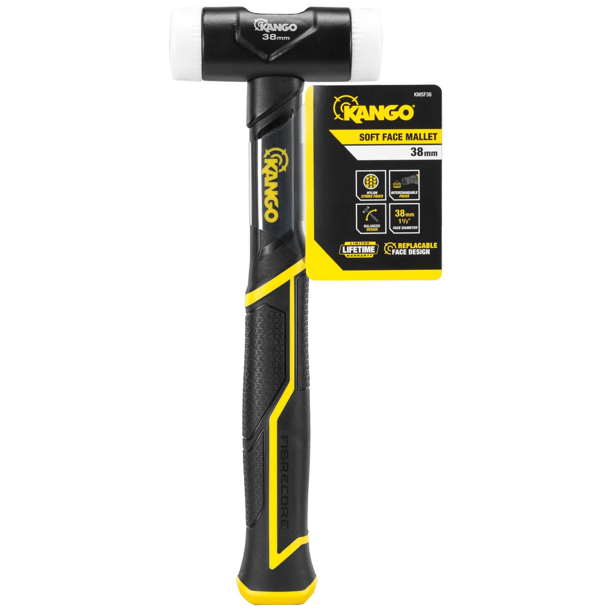 Kango 38mm Soft Face Mallet - Interchangeable Nylon Faces - Durable Handle - Image 2
