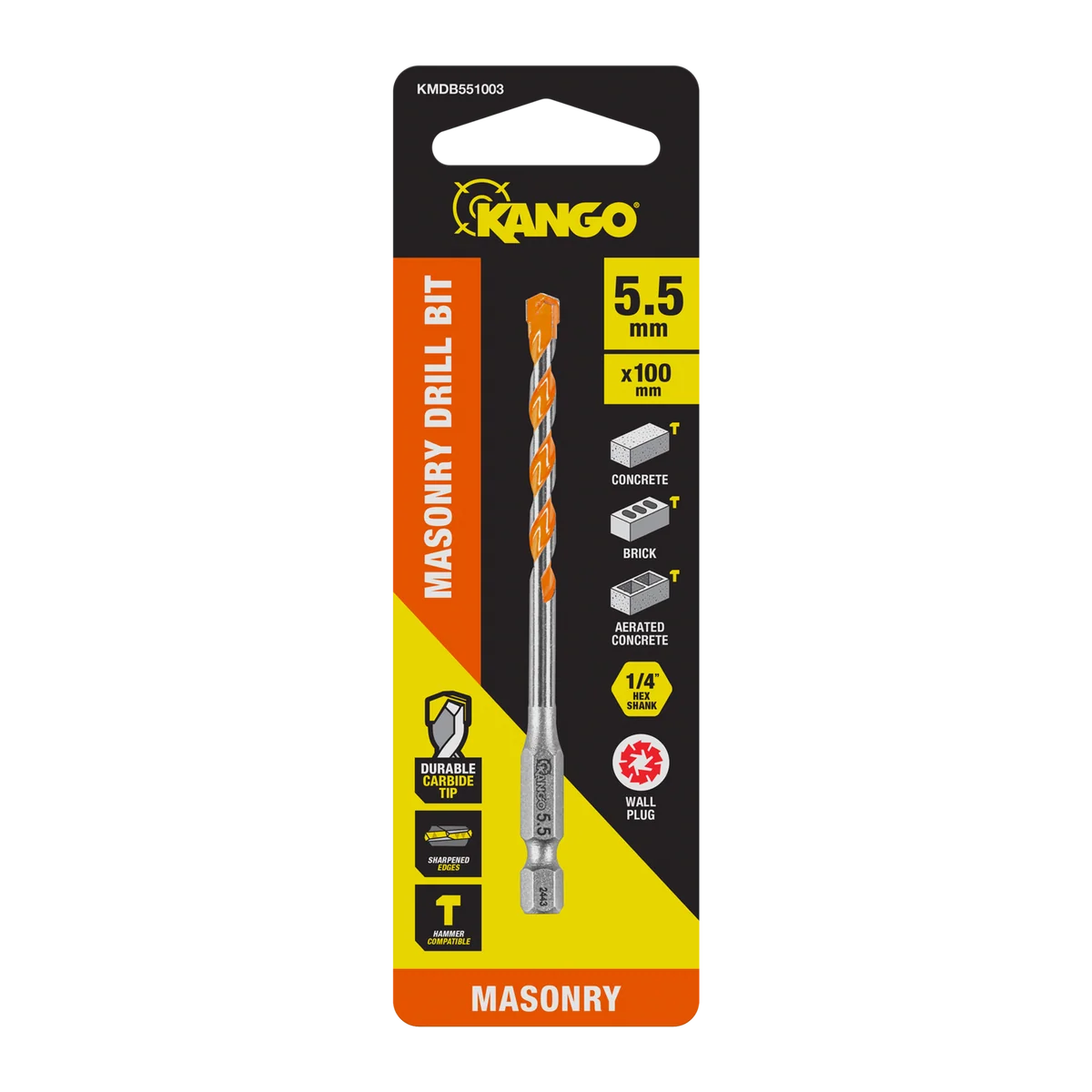 Kango 5.5mm x 100mm Masonry Drill Bit - Durable Carbide Tip - Precision Start