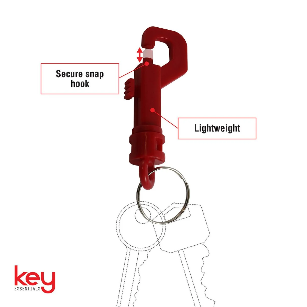 Key Essentials Plastic Snaphook Key Ring - 1 Pack - Bright Colours - Image 2