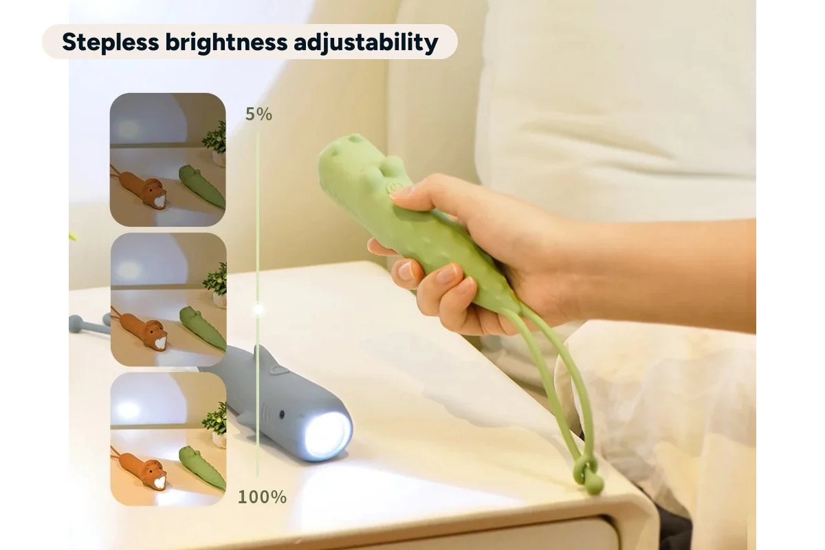 Kids Crocodile Rechargeable Silicone LED Torch 2 Pack - Image 5