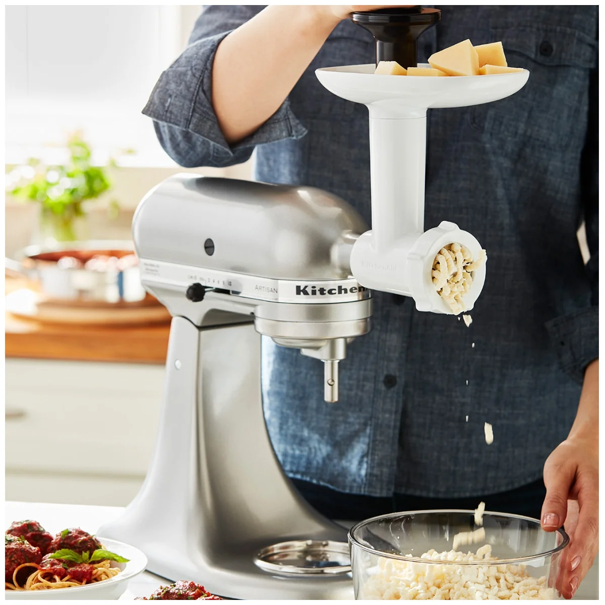 KitchenAid Food Grinder Attachment 5KSMFGAA White Stainless Steel Plates - Image 12