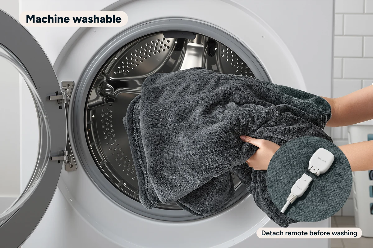 Kogan Washable Electric Heated Throw Blanket Charcoal 200 x 180cm - Image 10