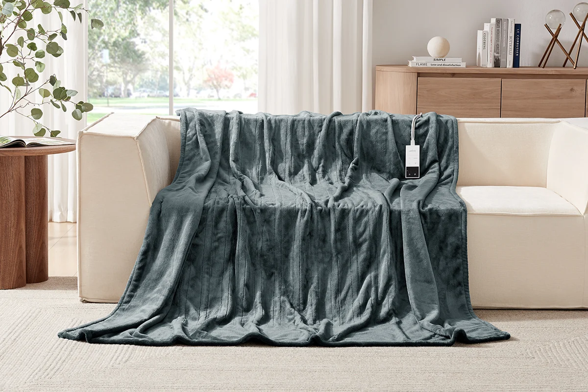Kogan Washable Electric Heated Throw Blanket Charcoal 200 x 180cm - Image 7