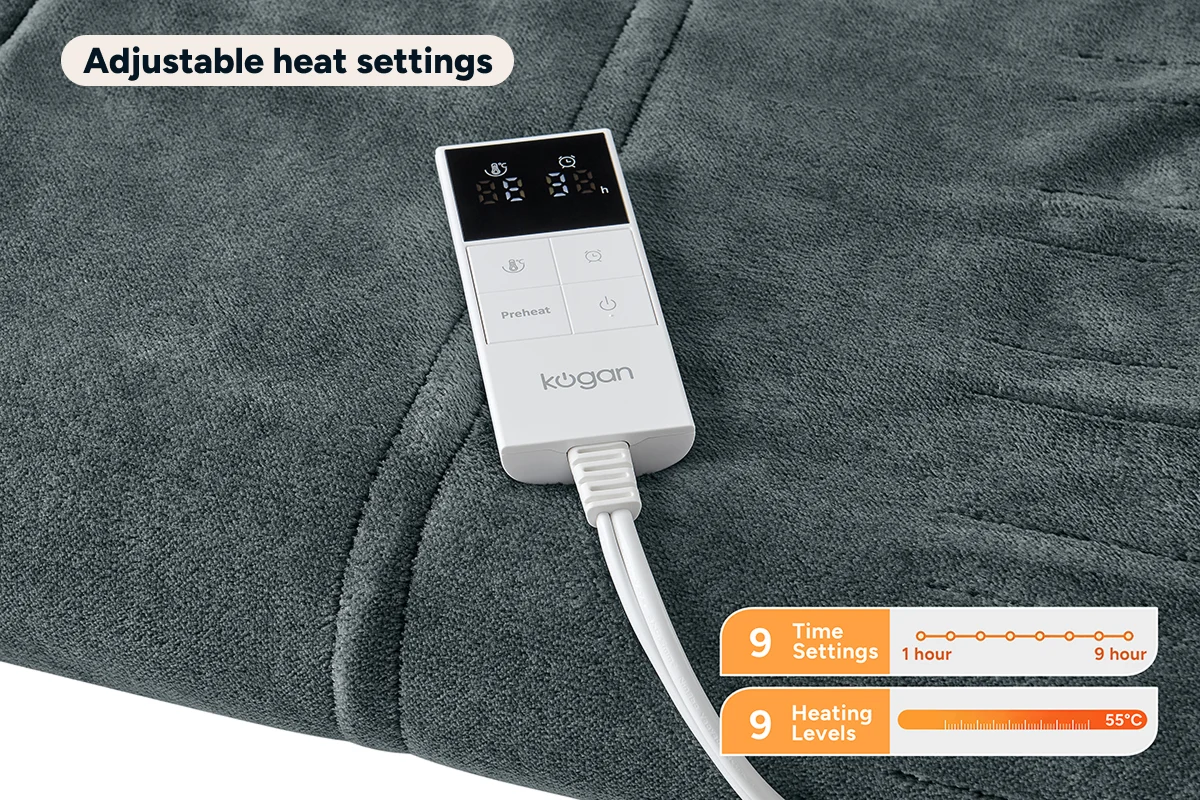 Kogan Washable Electric Heated Throw Blanket Charcoal 200 x 180cm - Image 9