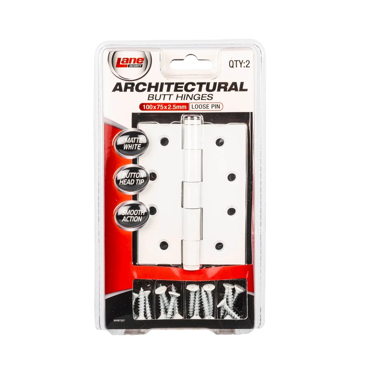 Lane Butt Hinge - 100mm x 75mm - Steel - Loose Pin - 2 Pack - Image 2