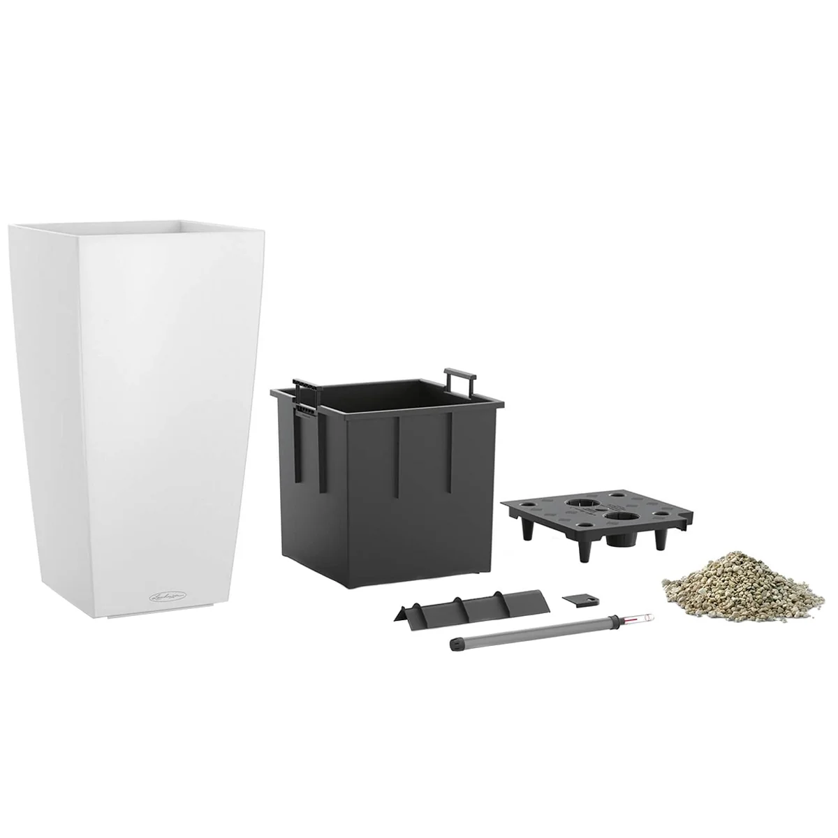Lechuza Cubico Colour 30 Self-Watering Planter White Plastic 30x30x56cm - Image 4
