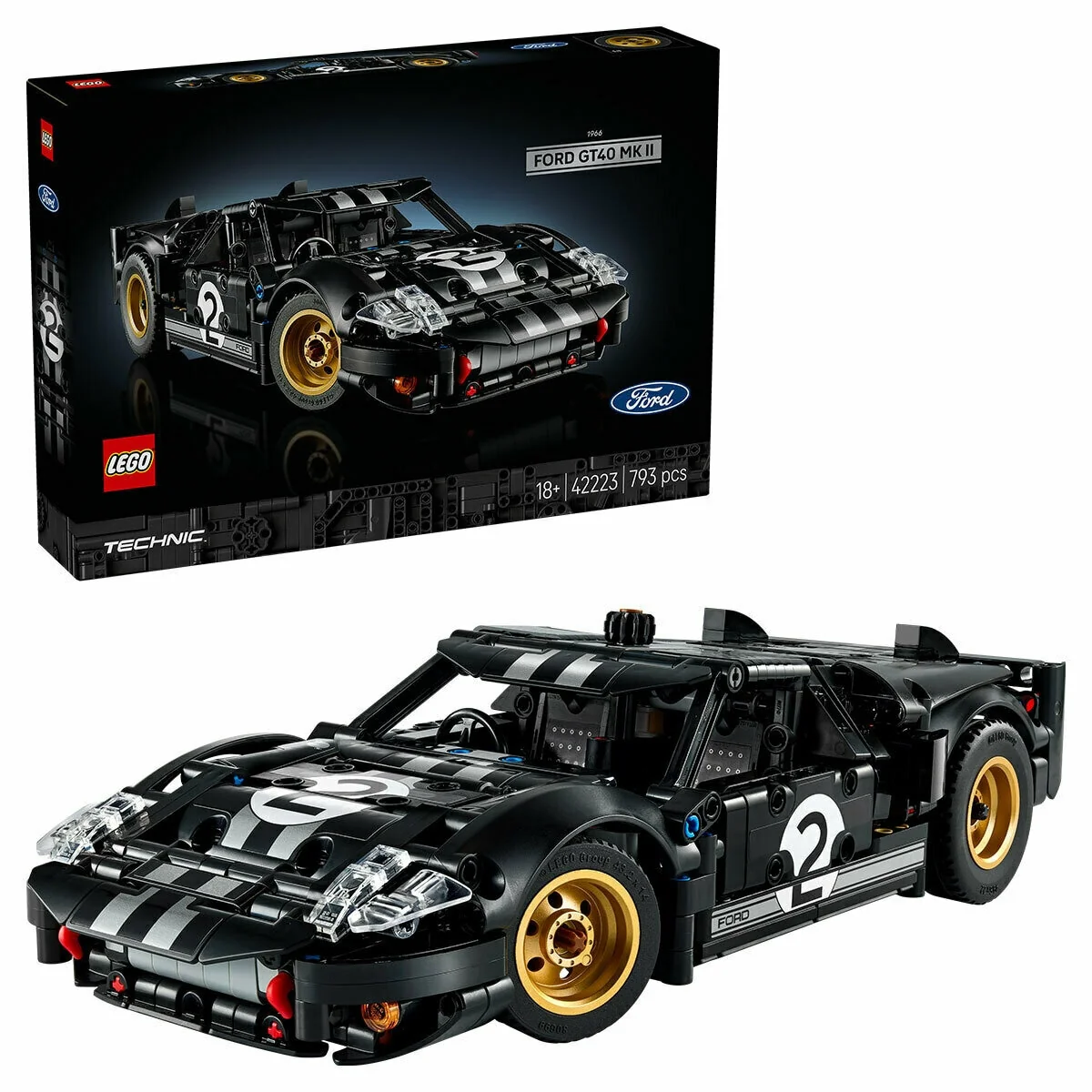 LEGO Technic 1966 Ford GT40 MKII Race Car 42223 793-Piece Model