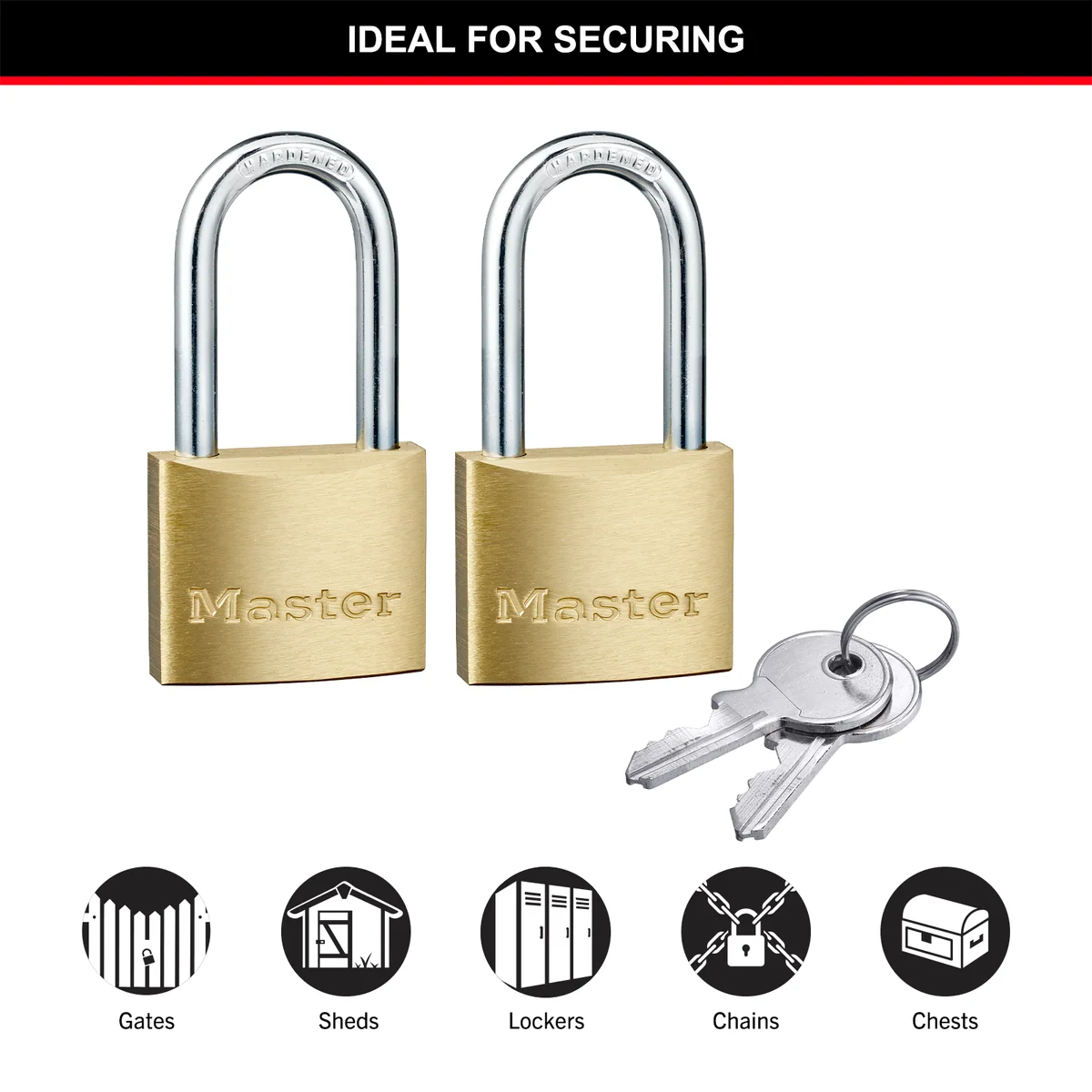 Master Lock Padlock - 40mm - Brass - Dual Locking Levers - 2 Pack - Image 5