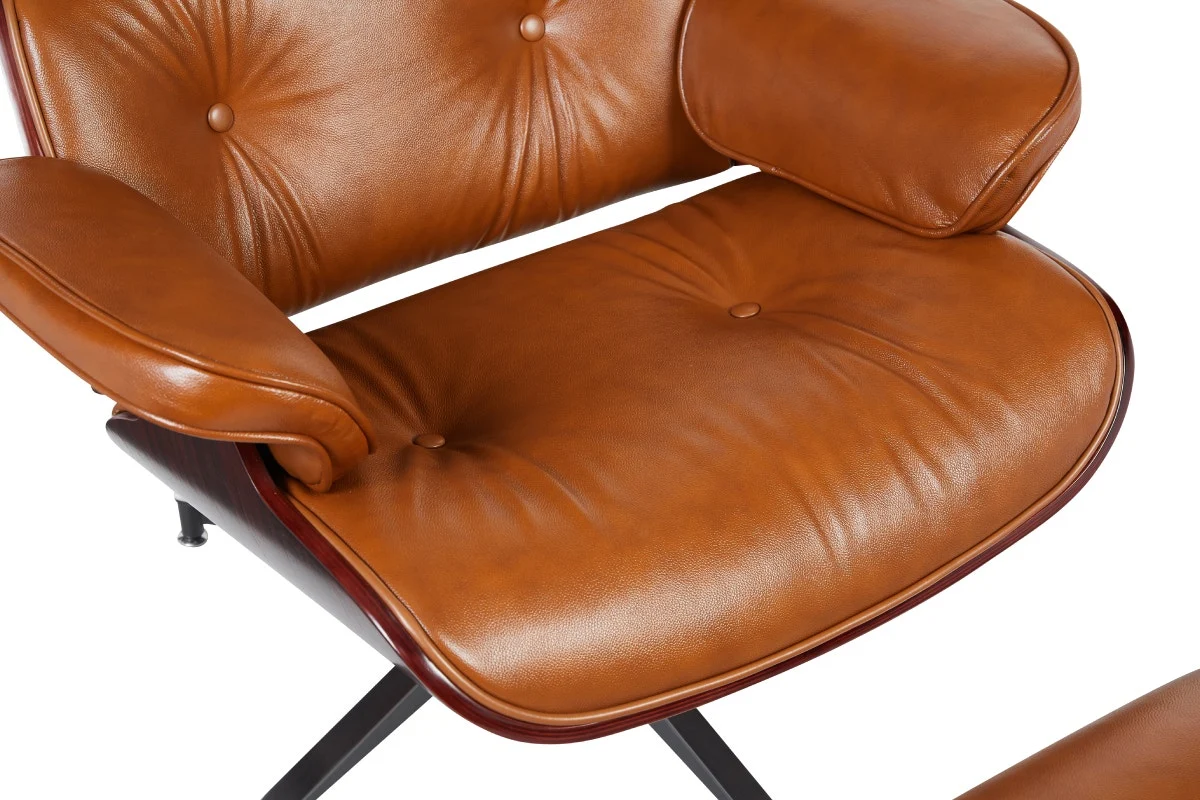 Matt Blatt Eames Premium Replica Lounge Chair & Ottoman Tan Rosewood - Image 15