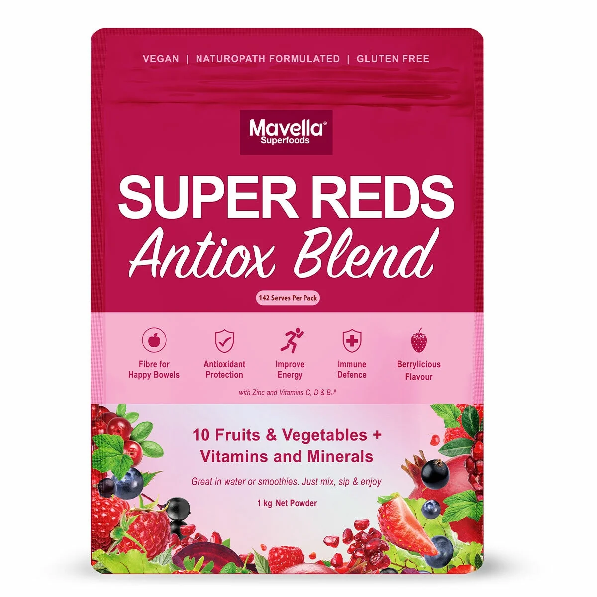 Mavella Super Reds Powder Vibrant Antioxidant Blend Capacity 1kg