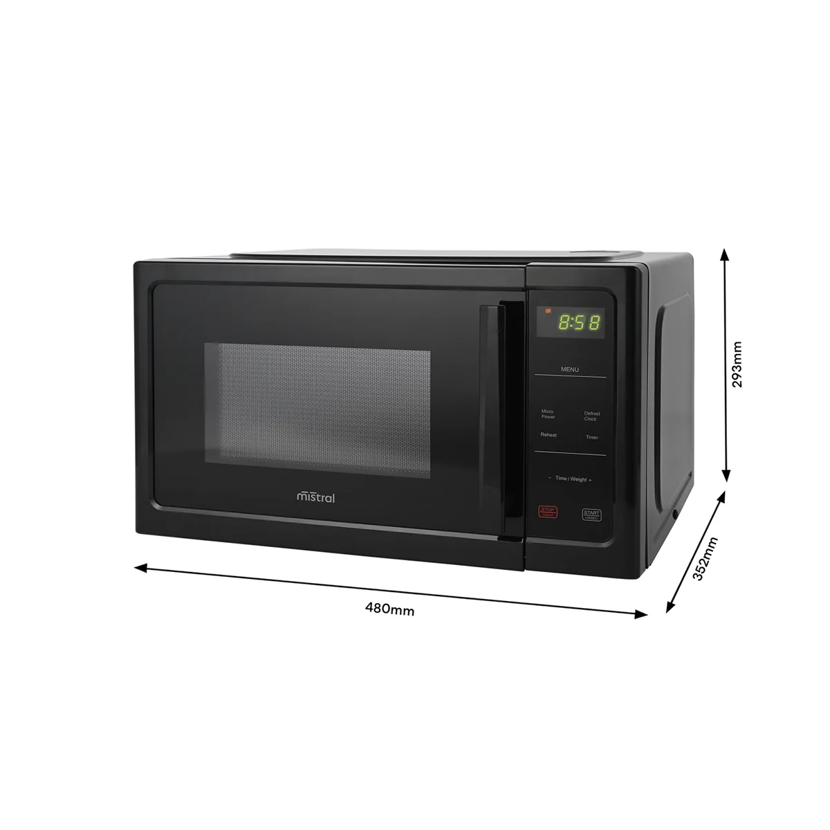 Mistral 25L Black Digital Microwave - 850W Power - 60-Minute Timer - Child Safety Lock - Image 4