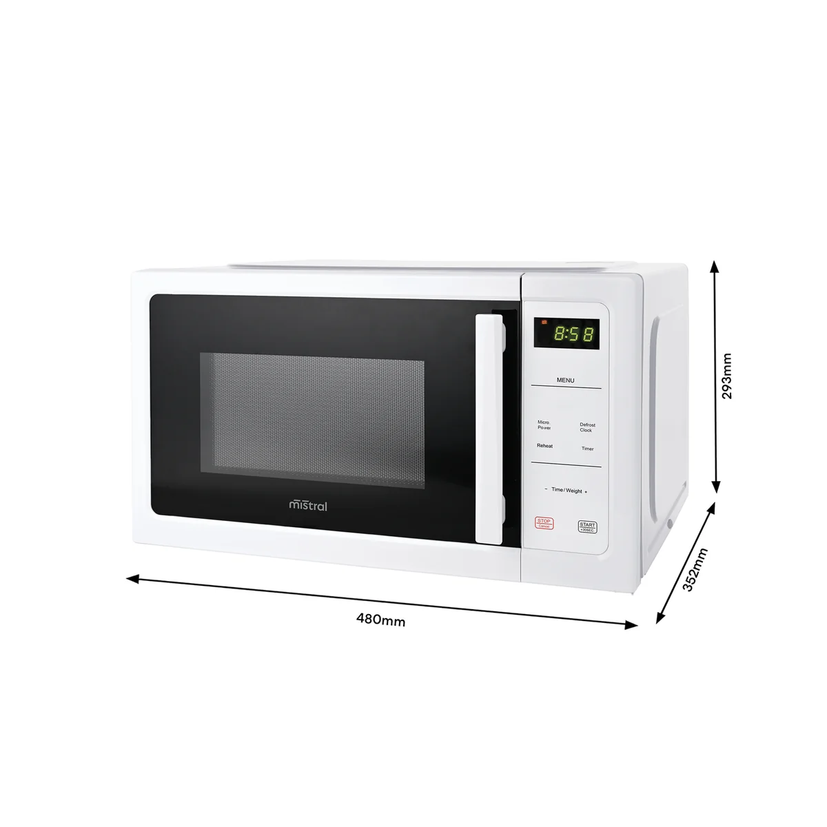 Mistral 25L Digital Microwave - 850W - White - 60-Minute Timer - Child Lock - Image 4