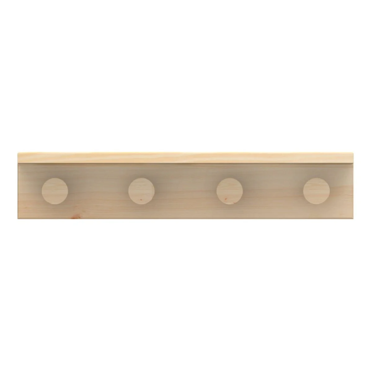 Mode 4 Timber Hooks on Pine Board with Shelf - 4 Hooks - 450mm - Natural Timber