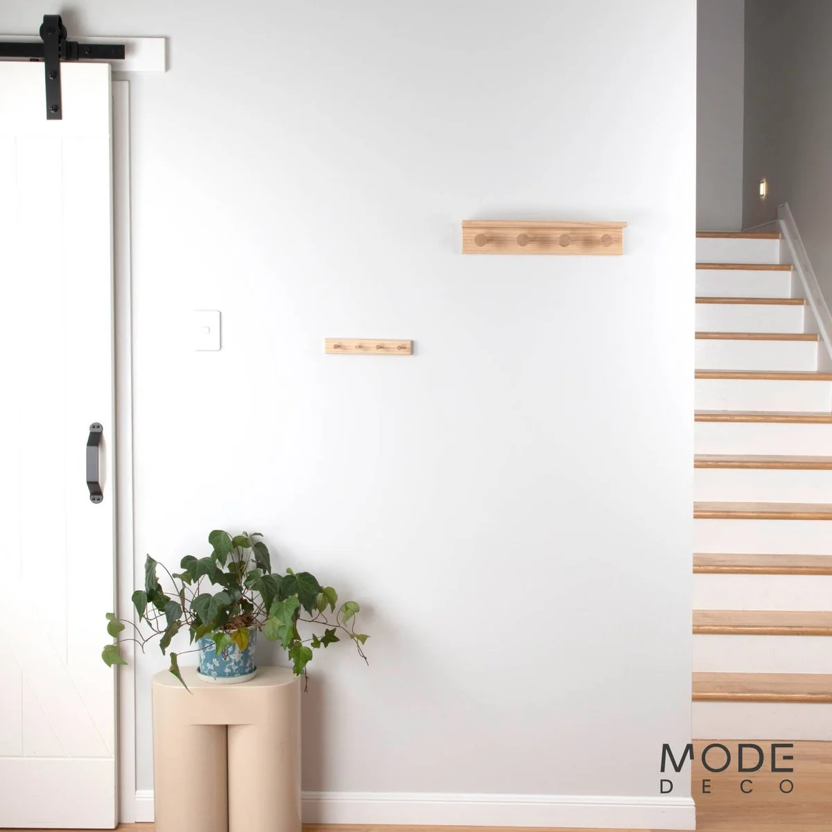 Mode 4 Timber Hooks on Pine Board with Shelf - 4 Hooks - 450mm - Natural Timber - Image 5