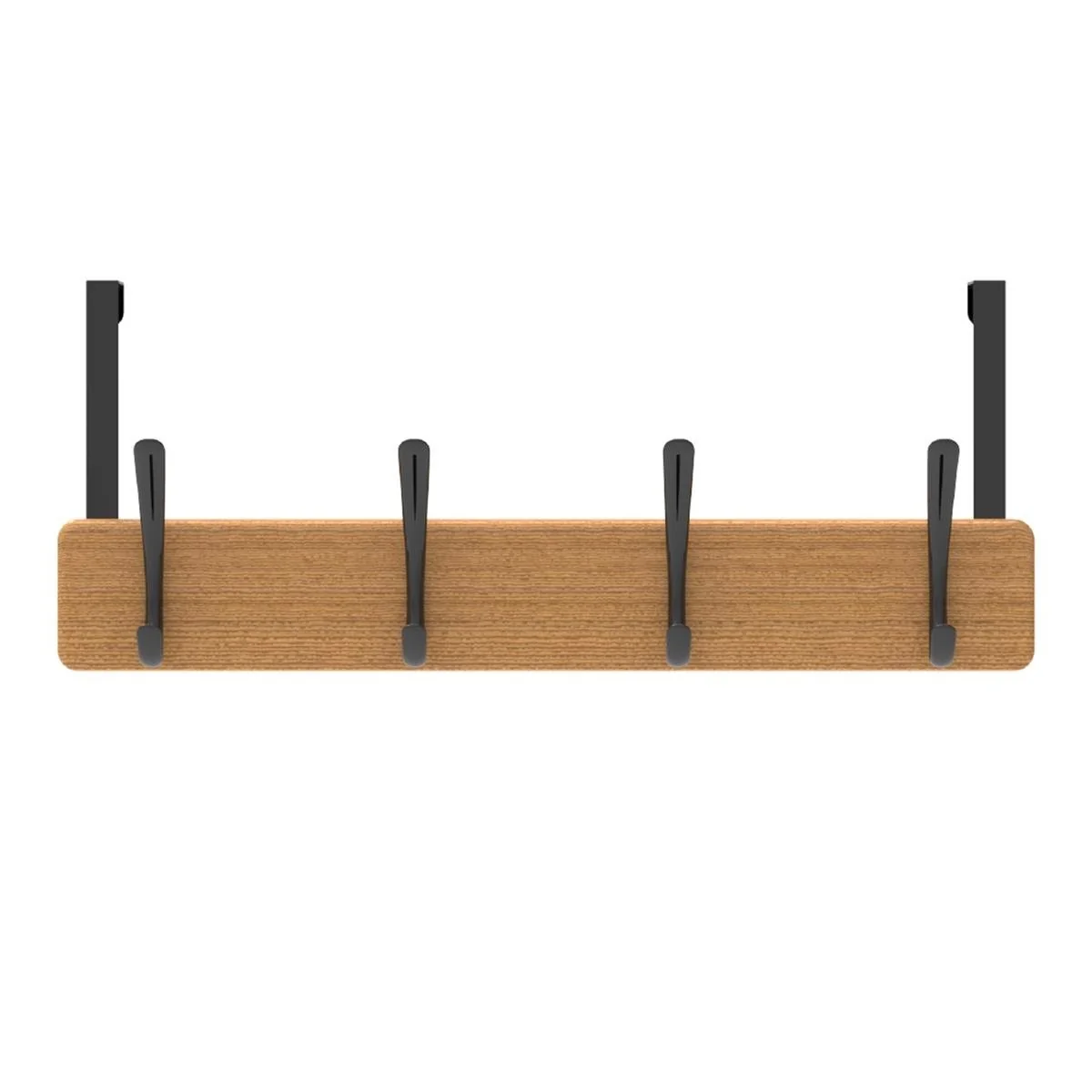 Mode 4 Bamboo Over Door Hanger - 5 Black Hooks - 450mm x 70mm x 45mm