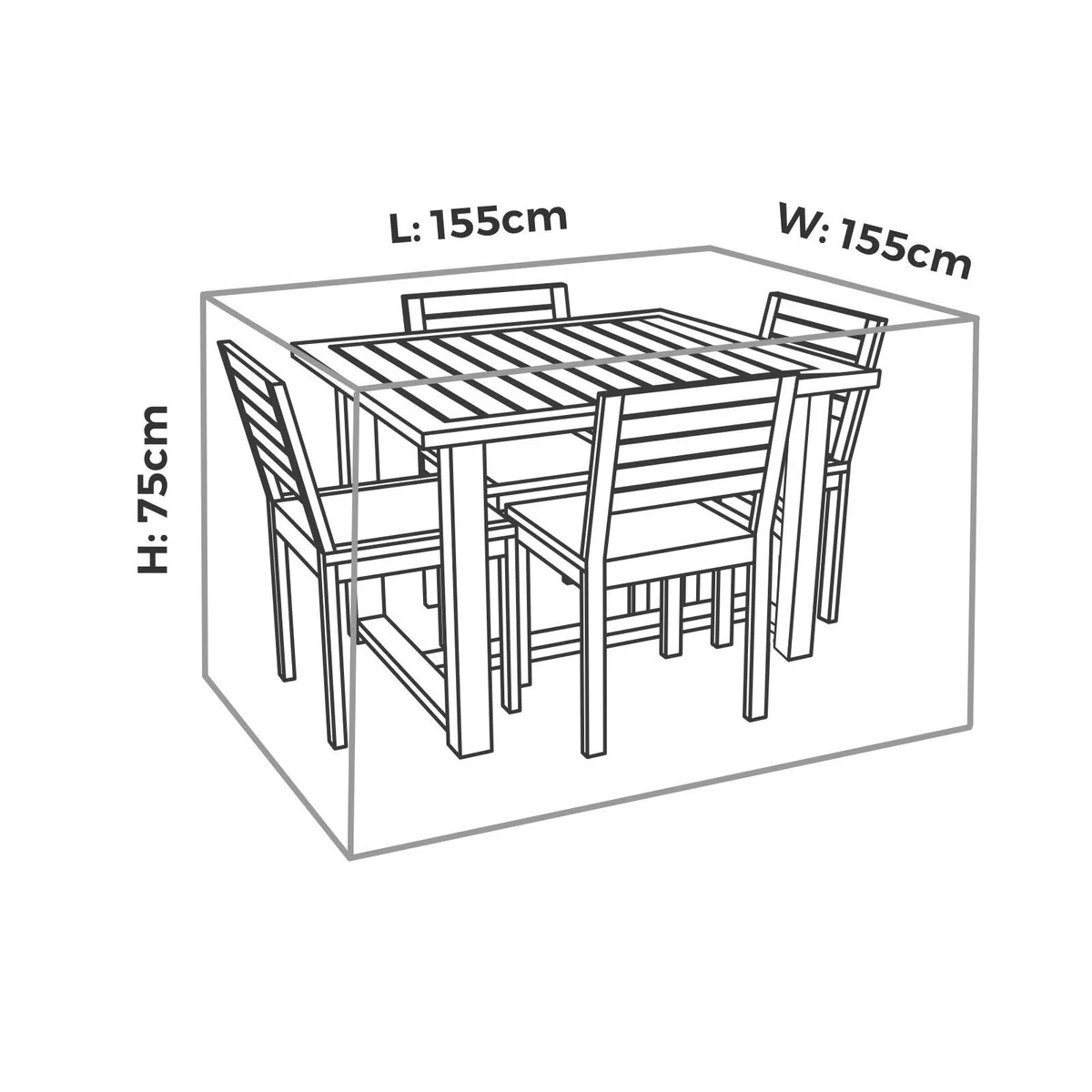 Mojo Premium Square Table and Chairs Outdoor Furniture Cover - 1550mm x 1550mm - UV Resistant, Water Repellent - Image 3