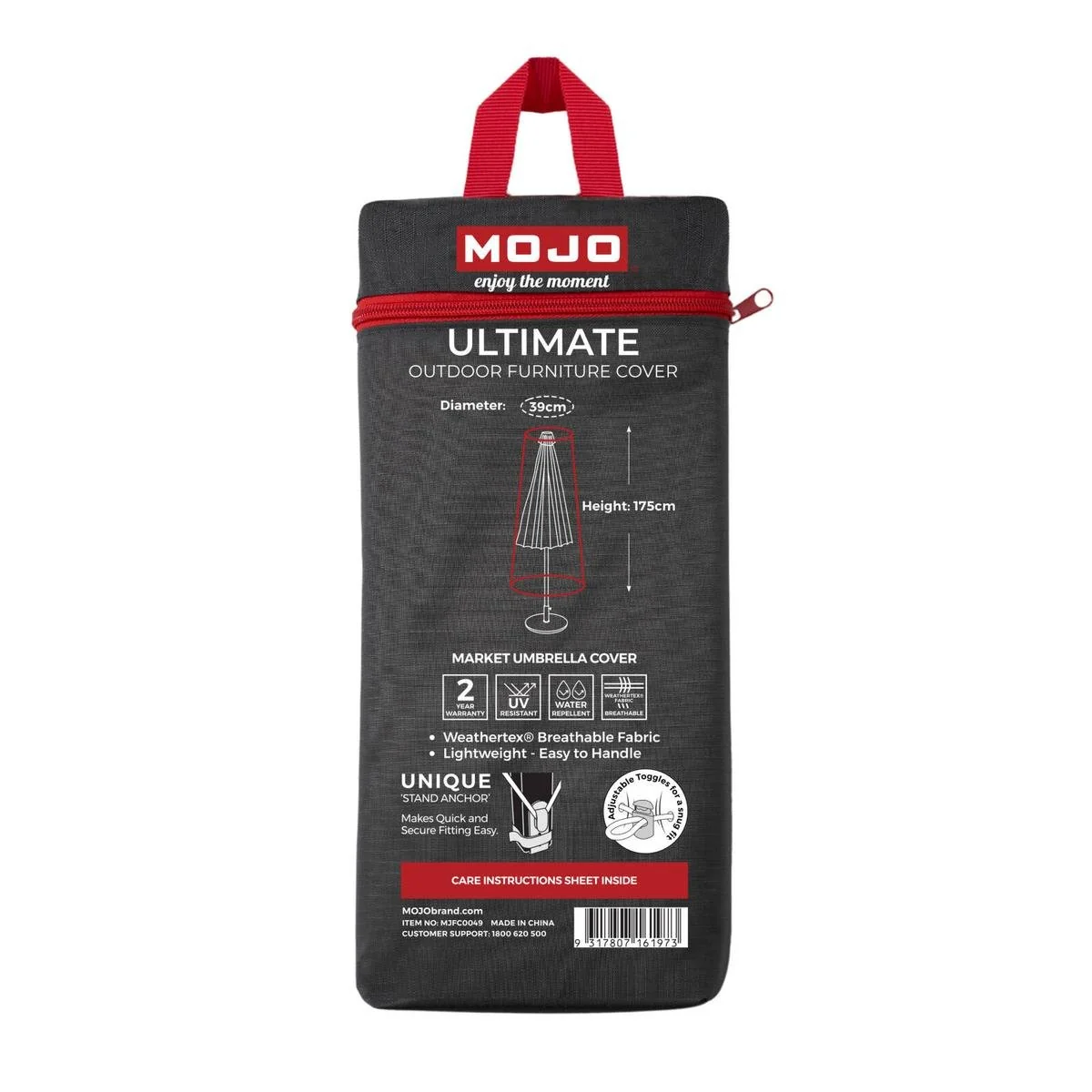 Mojo Ultimate Outdoor Furniture Cover Market Umbrella - 390mm x 1750mm - UV Resistant - Water Repellent