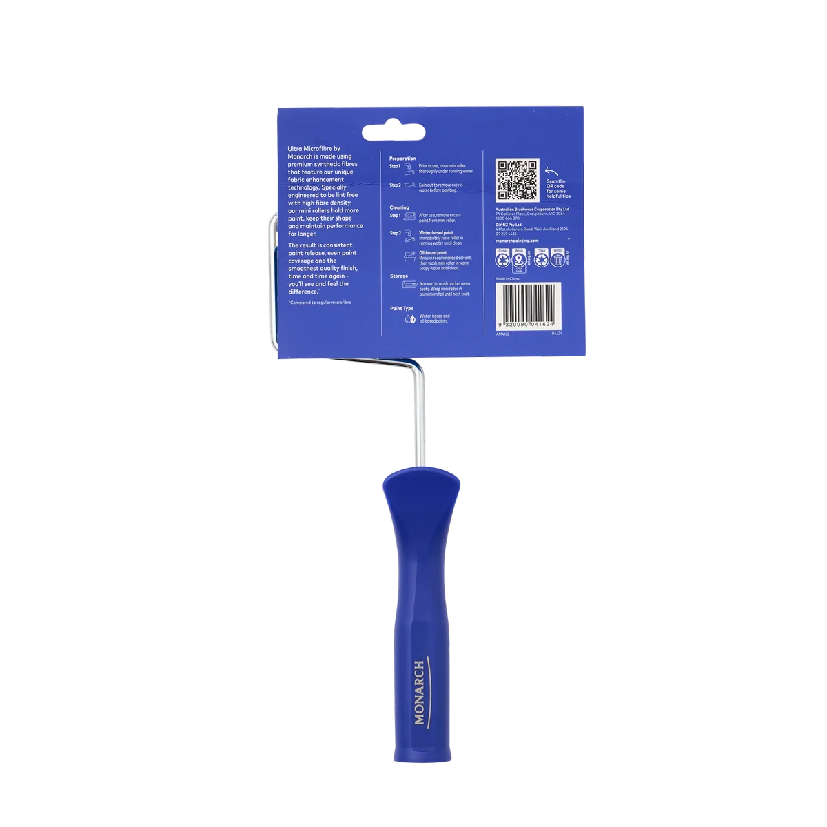 Monarch Mini Roller - 2 Piece 160mm 10mm Nap - Ultra Microfibre - Blue - Image 2