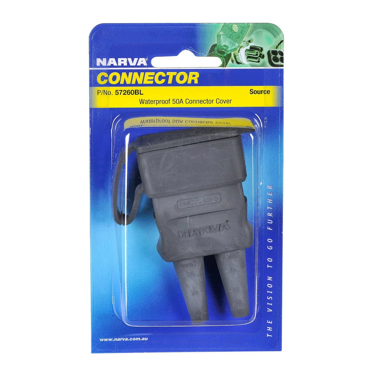 Narva Grey Weatherproof Source Cover - 50A Heavy Duty Connector - IP64 - 155mm x 30mm x 90mm - Image 3