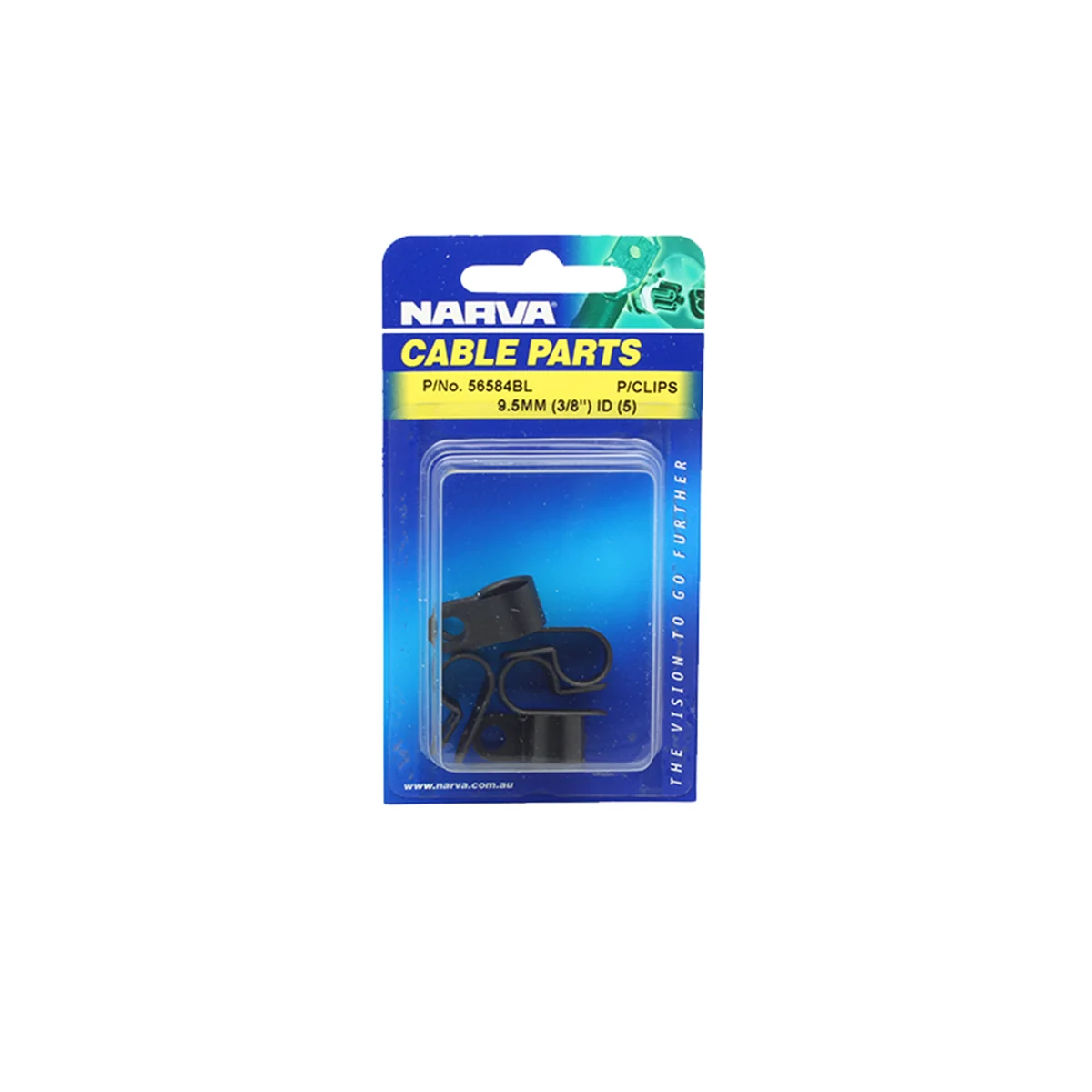 Narva Nylon Cable Clamps 9.5mm UV Weather Resistant Black 5 Pack