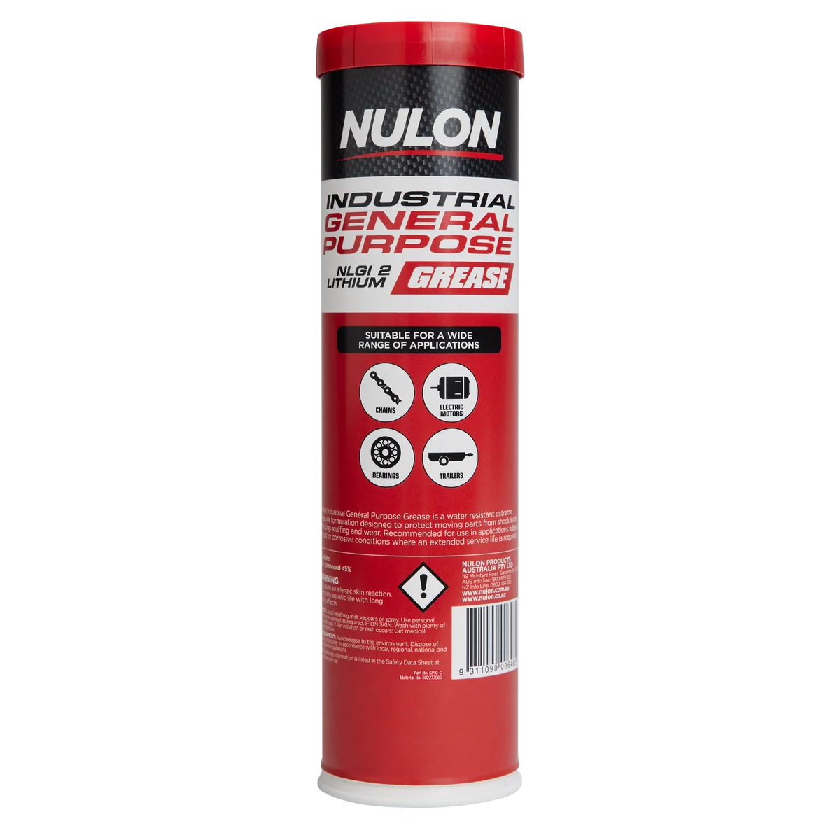 Nulon Industrial General Purpose Grease - 450gm - NLGI 2 Lithium Red - Water-Resistant - Image 2