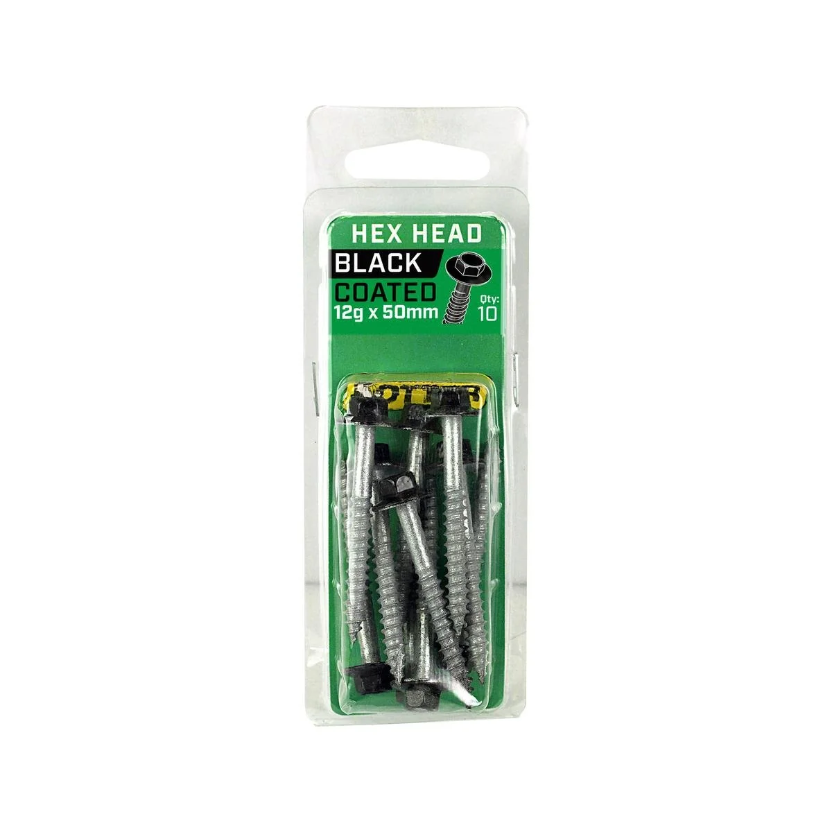 Otter Black Hex Head Screws 12 x 50mm - 10 Pack - Self-Drilling - Galvanised