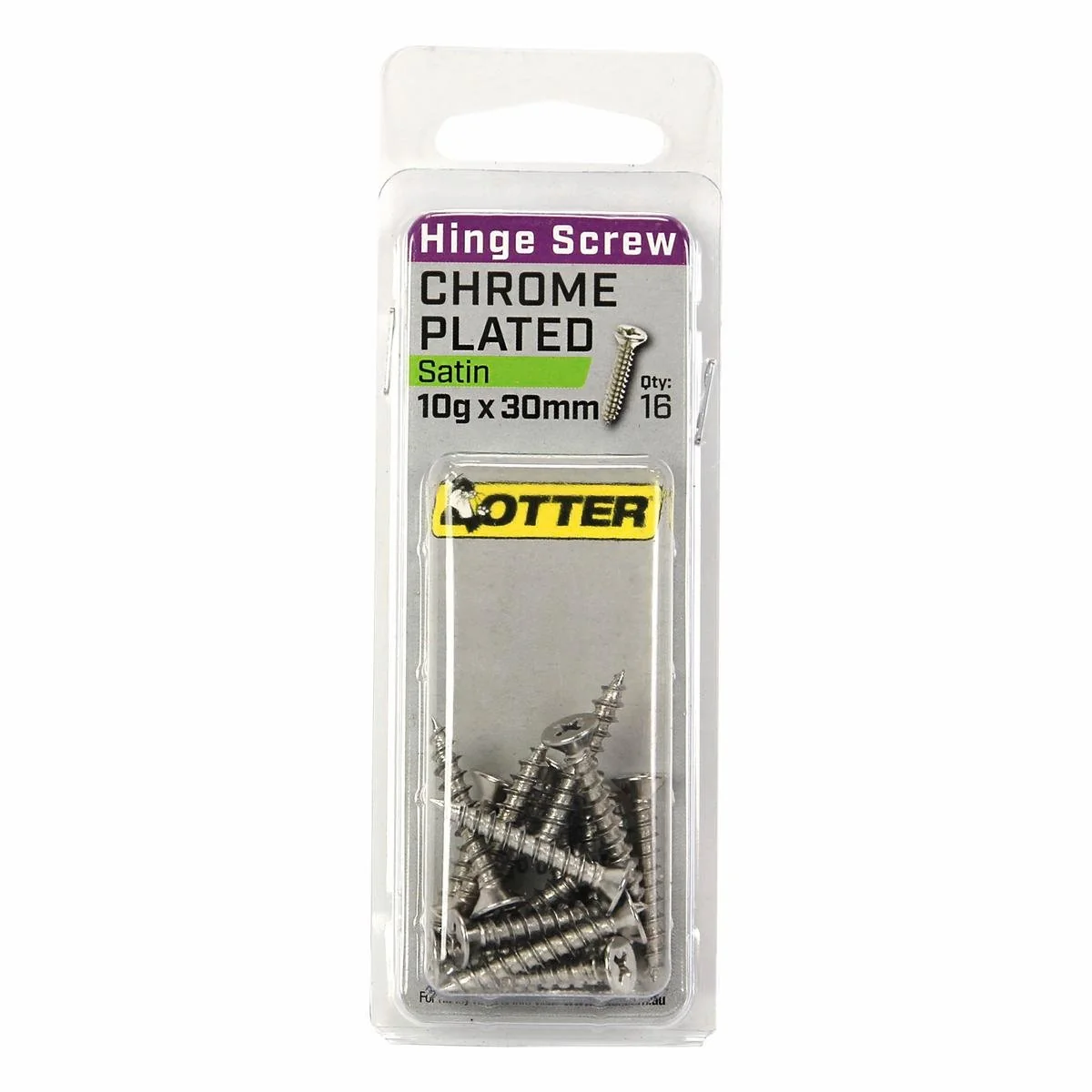 Otter Satin Chrome Hinge Screws 10 x 30mm - 16 Pack