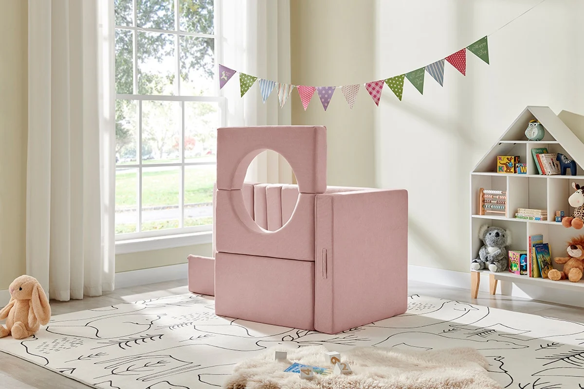 Ovela 14 Piece Double Kids Play Sofa Pink Modular Set - Image 6